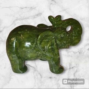 Green Jade Elephant Carving